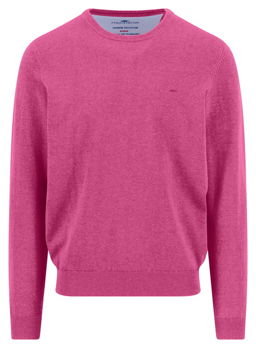 Fynch-Hatton Solid Color O-Neck Superfine Cotton Trui Malaga