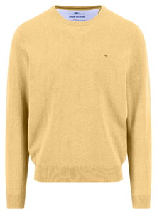 Fynch-Hatton Solid Color O-Neck Superfine Cotton Trui Pale Yellow