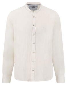 Fynch-Hatton Solid Color Premium Linen Stand-Up Collar Shirt White