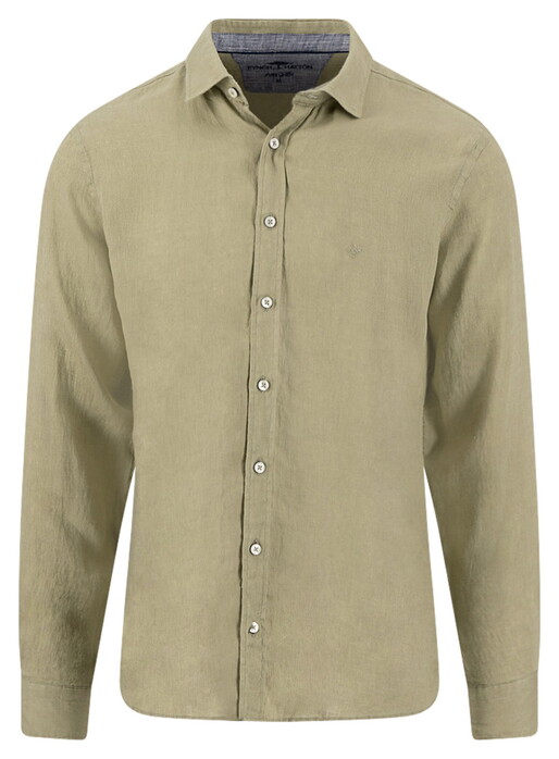 Fynch-Hatton Solid Color Premium Linnen Overhemd Pistache