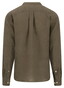 Fynch-Hatton Solid Color Premium Linnen Stand-Up Collar Overhemd Donker Khaki