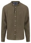 Fynch-Hatton Solid Color Premium Linnen Stand-Up Collar Overhemd Donker Khaki