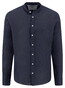 Fynch-Hatton Solid Color Premium Linnen Stand-Up Collar Overhemd Navy