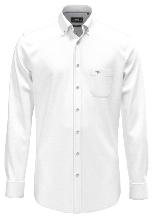 Fynch-Hatton Solid Color Premium Washed Oxford Button-Down Overhemd Wit