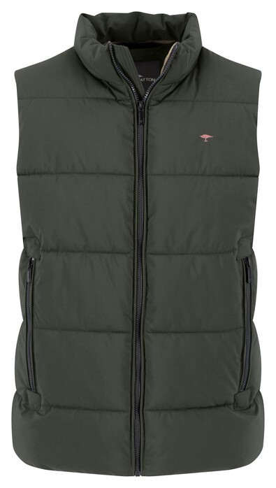 Fynch-Hatton Solid Color Puffer Vest High Zip Collar Body-Warmer Dusty Forest