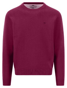 Fynch-Hatton Solid Color Round Neck Superfine 3-Ply Cotton Pullover Grape