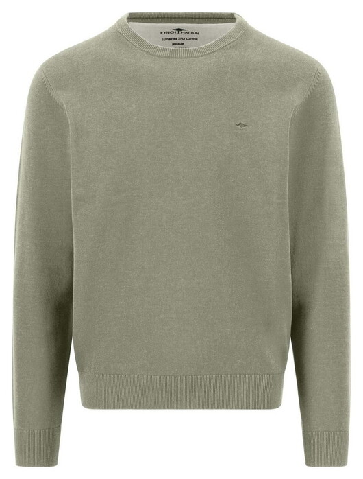 Fynch-Hatton Solid Color Round Neck Superfine 3-Ply Cotton Trui Clay