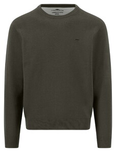 Fynch-Hatton Solid Color Round Neck Superfine 3-Ply Cotton Trui Cypress