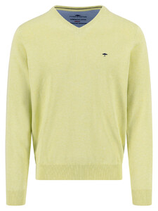 Fynch-Hatton Solid Color Superfine 3-Ply Cotton V-Neck Pullover Pear