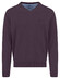 Fynch-Hatton Solid Color Superfine 3-Ply Cotton V-Neck Trui Aubergine