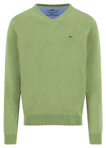 Fynch-Hatton Solid Color Superfine 3-Ply Cotton V-Neck Trui Avocado
