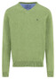 Fynch-Hatton Solid Color Superfine 3-Ply Cotton V-Neck Trui Avocado