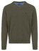 Fynch-Hatton Solid Color Superfine 3-Ply Cotton V-Neck Trui Donker Khaki