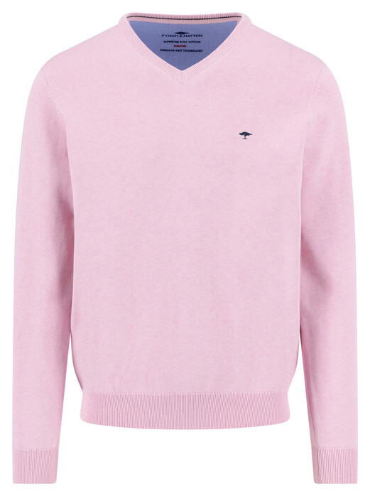 Fynch-Hatton Solid Color Superfine 3-Ply Cotton V-Neck Trui Magnolia
