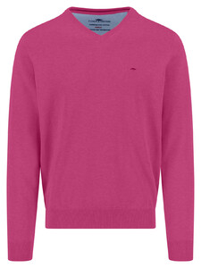 Fynch-Hatton Solid Color Superfine 3-Ply Cotton V-Neck Trui Malaga