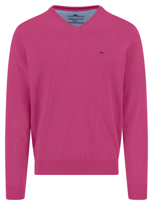 Fynch-Hatton Solid Color Superfine 3-Ply Cotton V-Neck Trui Malaga