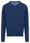 Fynch-Hatton Solid Color Superfine 3-Ply Cotton V-Neck Trui Midnight