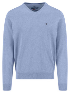 Fynch-Hatton Solid Color Superfine 3-Ply Cotton V-Neck Trui New Breeze