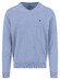 Fynch-Hatton Solid Color Superfine 3-Ply Cotton V-Neck Trui New Breeze