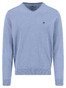 Fynch-Hatton Solid Color Superfine 3-Ply Cotton V-Neck Trui New Breeze