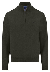 Fynch-Hatton Solid Color Troyer Zip Superfine Cotton Pullover Cypress