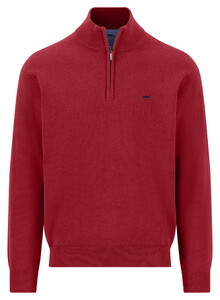 Fynch-Hatton Solid Color Troyer Zip Superfine Cotton Trui Brick