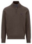 Fynch-Hatton Solid Color Troyer Zip Superfine Cotton Trui Dark Chocolate