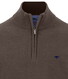 Fynch-Hatton Solid Color Troyer Zip Superfine Cotton Trui Dark Chocolate