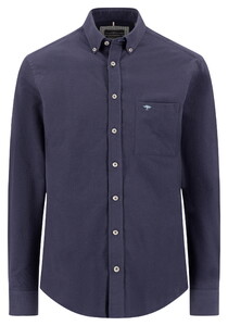 Fynch-Hatton Solid Color Winter Oxford Button-Down Overhemd Navy