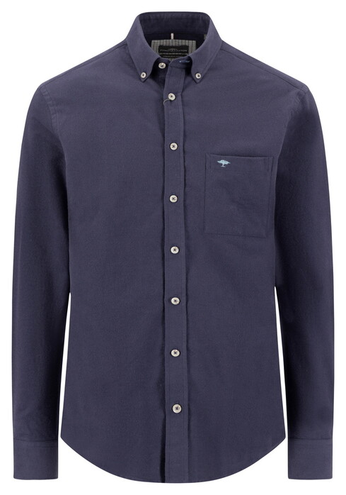 Fynch-Hatton Solid Color Winter Oxford Button-Down Shirt Navy
