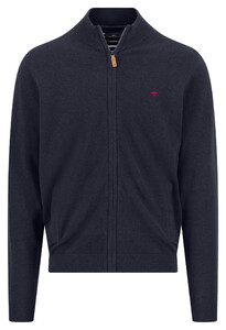 Fynch-Hatton Solid Color Zip Air Cotton Cardigan Navy