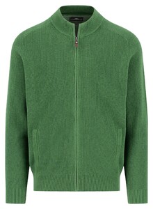 Fynch-Hatton Stand-Up Zip Collar Supersoft Subtle Texture Cotton Vest Dark Leaf