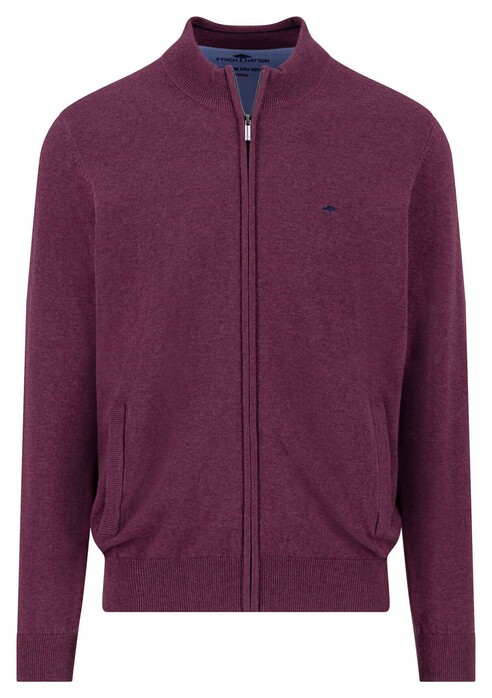 Fynch-Hatton Stand-Up Zip Collar Uni Color Superfine Cotton Knit Vest Deep Merlot