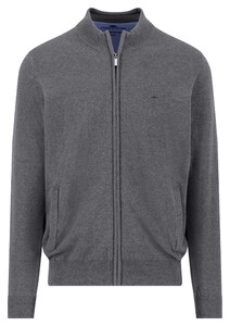 Fynch-Hatton Stand-Up Zip Collar Uni Color Superfine Cotton Knit Vest Steel