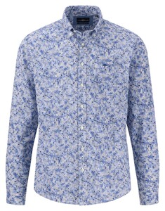Fynch-Hatton Stripe Floral Pattern Shirt Strong Blue