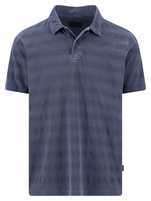 Fynch-Hatton Striped Cotton Jacquard Polo Navy