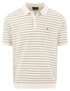 Fynch-Hatton Striped Cotton Linnen Polo New Off White