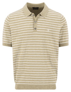 Fynch-Hatton Striped Cotton Linnen Polo Pistache