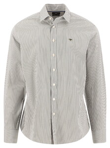 Fynch-Hatton Striped Essential Poplin Overhemd Donker Khaki