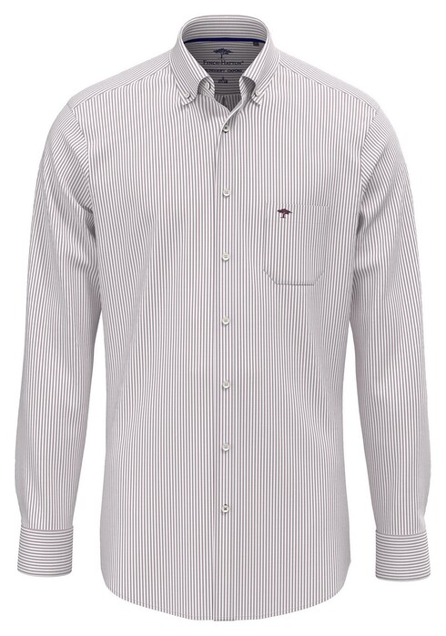 Fynch-Hatton Striped Oxford Button-Down Overhemd Deep Merlot
