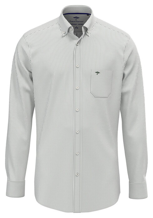 Fynch-Hatton Striped Oxford Button-Down Shirt Dark Leaf