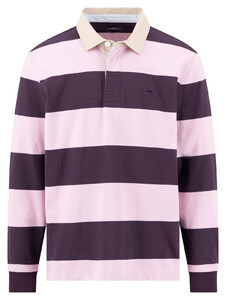 Fynch-Hatton Striped Rugby Polo Pullover Trui Aubergine-Pink