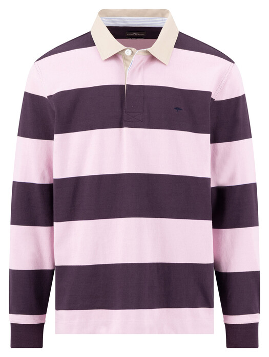 Fynch-Hatton Striped Rugby Polo Pullover Trui Aubergine-Pink