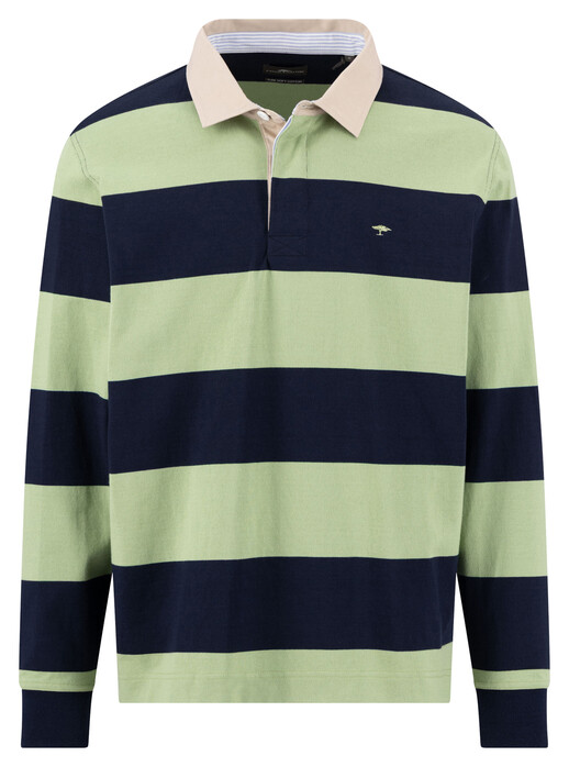 Fynch-Hatton Striped Rugby Polo Pullover Trui Navy-Groen