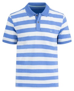 Fynch-Hatton Striped Slub Cotton Subtle Texture Polo Crystal Blue