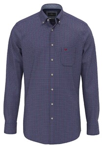 Fynch-Hatton Structure Pattern Button-Down Overhemd Garnet Red-Multi