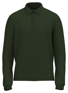 Fynch-Hatton Structured Cotton Polo Pullover Trui Donker Khaki