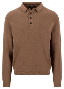 Fynch-Hatton Structured Cotton Polo Pullover Trui Elephant Grey