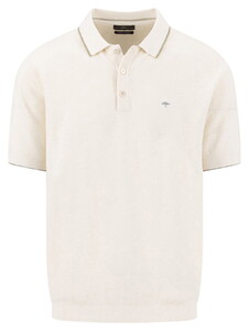 Fynch-Hatton Subtle Faux-Uni Structure Cotton Linen Poloshirt New Off White