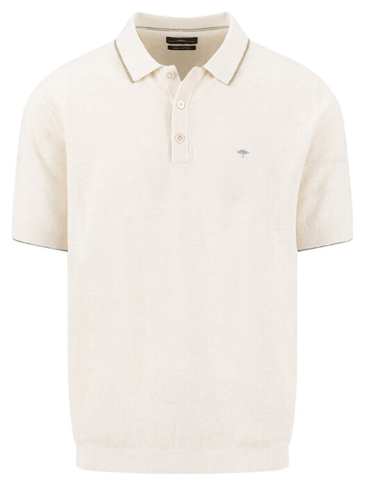 Fynch-Hatton Subtle Faux-Uni Structure Cotton Linnen Polo New Off White